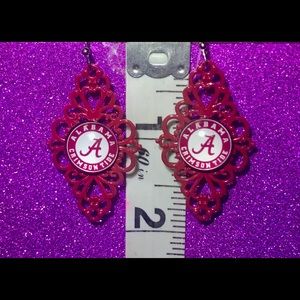 Metal lace Crimson Red Alabama Tide earrings